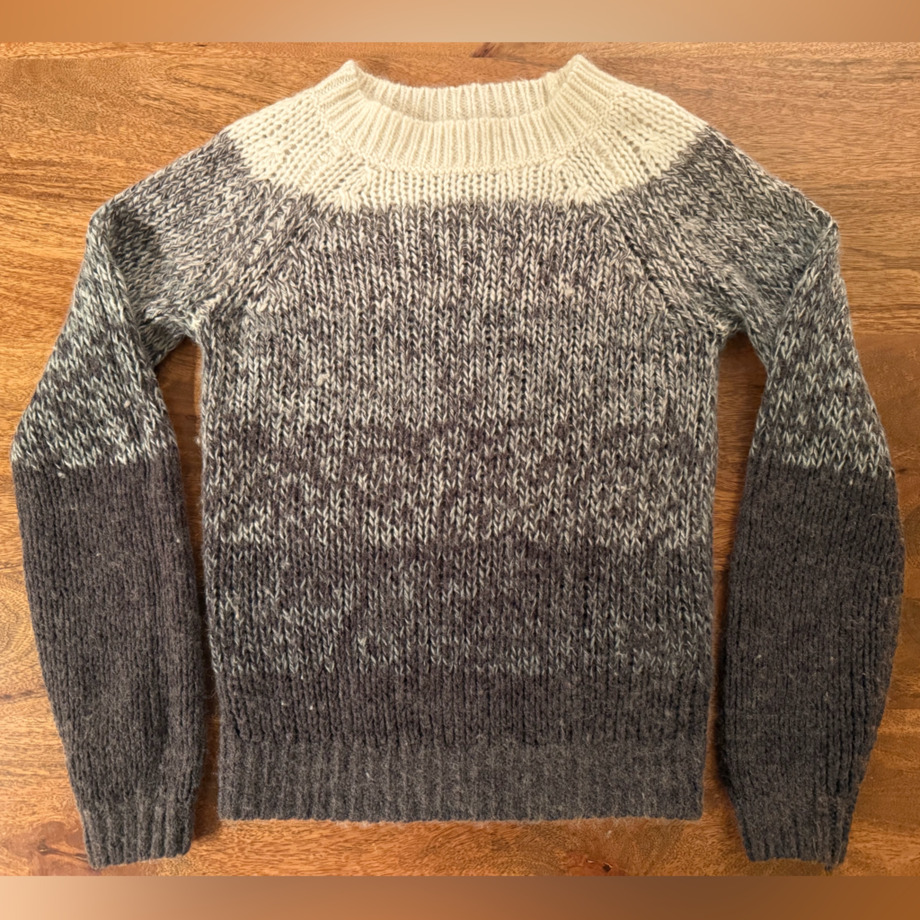 Lucky Brand Gray White Women’s Chunky Wool Blend Ombre Sweater Xs